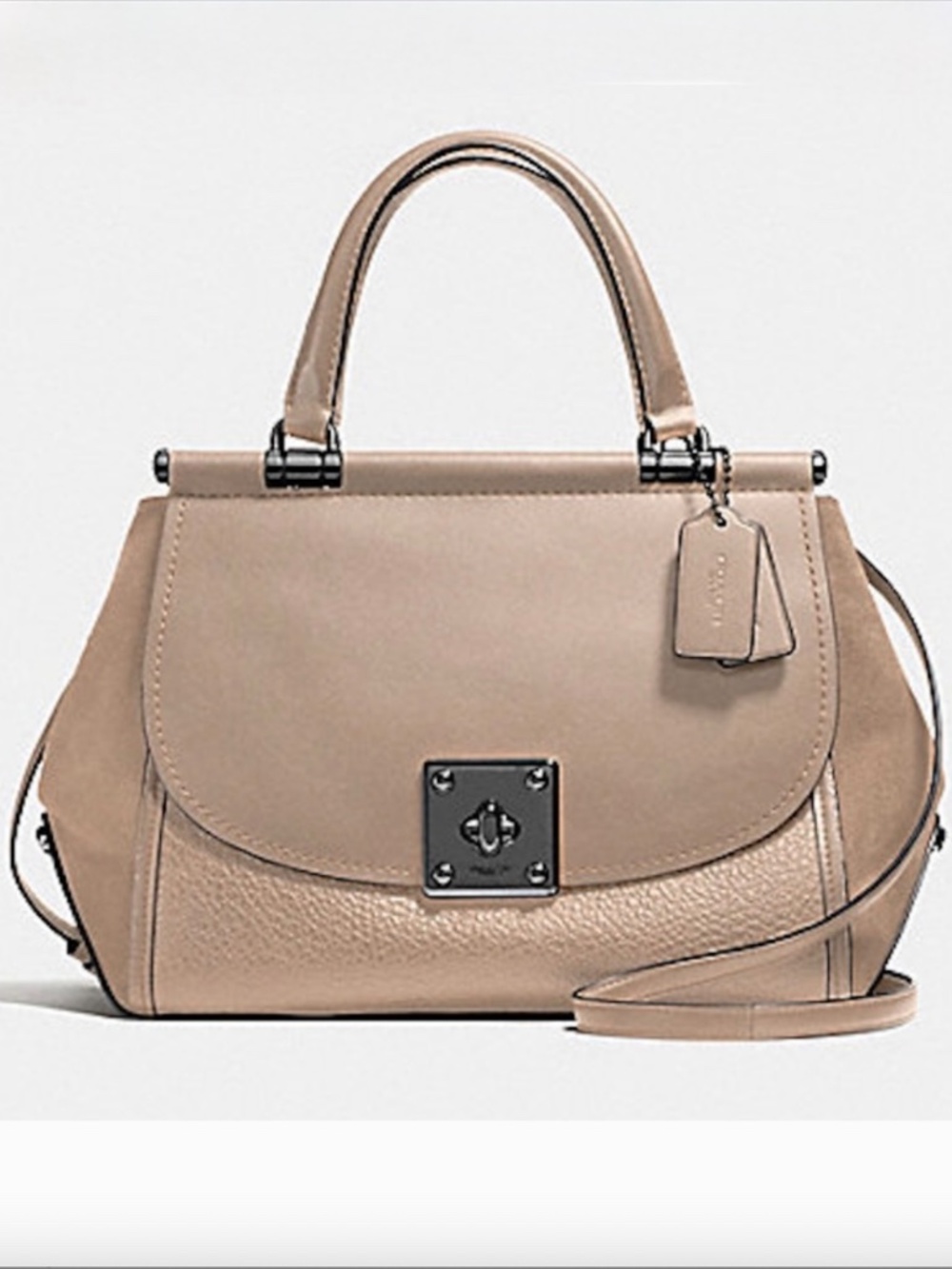 Coach Drifter Carryall Tote Leather Suede in Stone Gray 38389